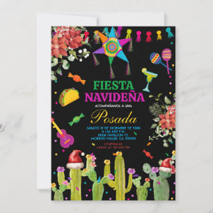 Fiesta Mexican Cactus Navideña Posada Christmas  Invitation