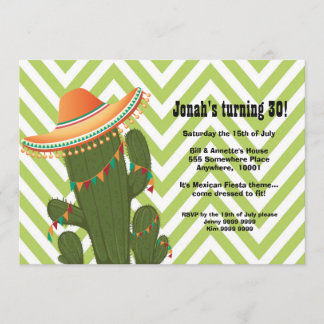 Fiesta Mexican Cactus Sombrero Party Invite