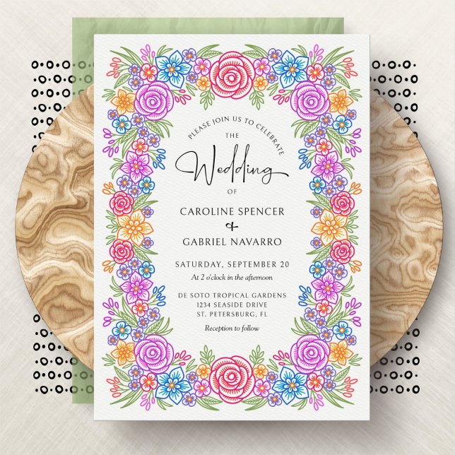 Fiesta Mexican Colourful Floral Wedding Invitation (Creator Uploaded)