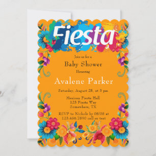 Fiesta Mexican Colourful Flowers Baby Shower Invitation