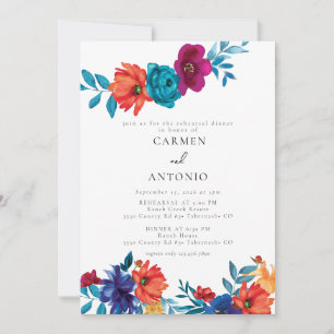Fiesta Mexican Flowers Rehearsal Dinner Invitation