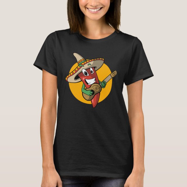 Fiesta Mexican Guitarists Chili Chili Guitarist T-Shirt (Front)