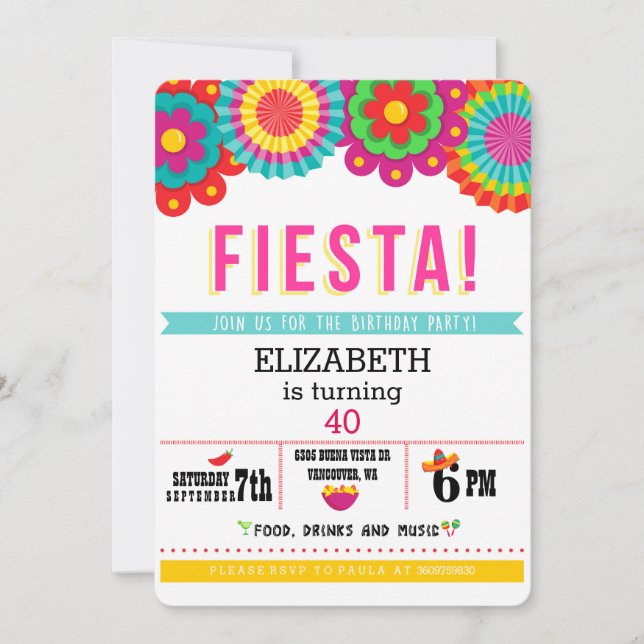 Fiesta Mexican Party Invitation (Front)