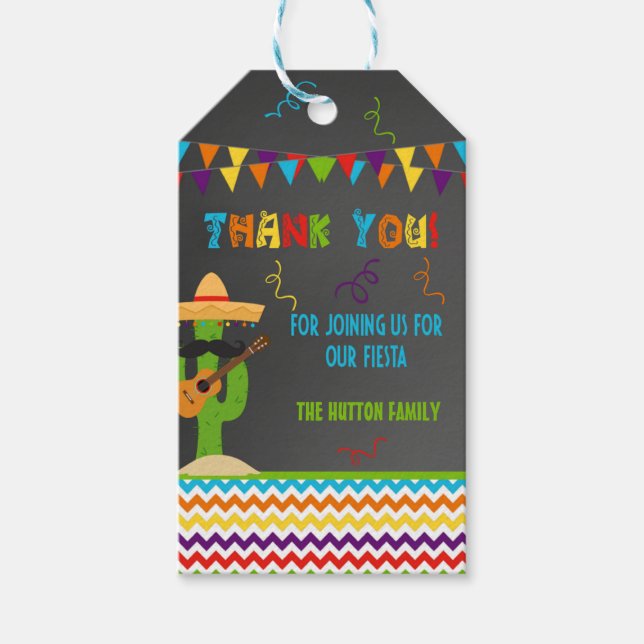 Fiesta Mexican Party Thank You Favour Tag (Front)