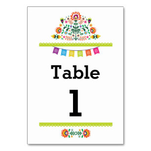 Fiesta Mexican Pattern Table Lime Number Wedding Table Number