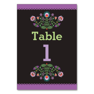 Fiesta Mexican Pattern Table Purple Number Wedding