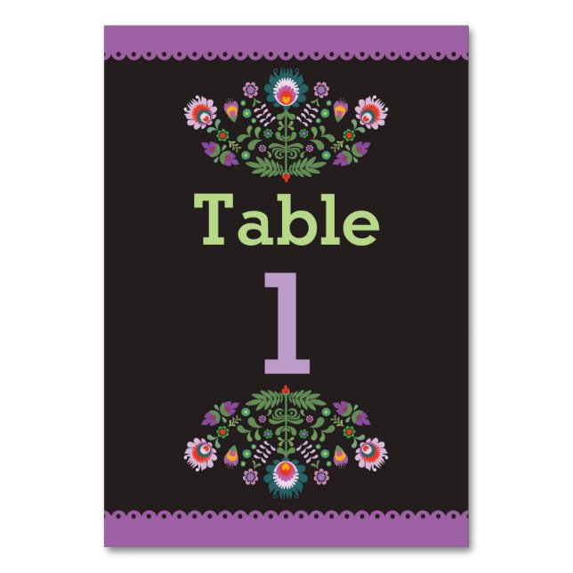 Fiesta Mexican Pattern Table Purple Number Wedding (Front)