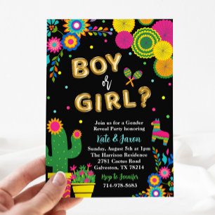Fiesta Mexican Theme Gender Reveal Party Invitation