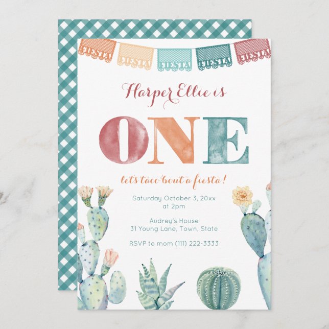 Fiesta Mexican Theme Girl Fall 1st Birthday Party  Invitation (Front/Back)