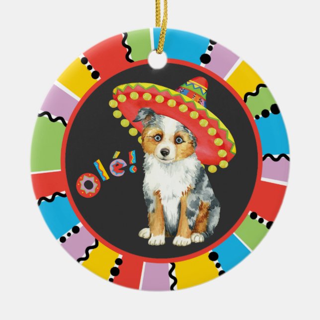 Fiesta Miniature American Shepherd Ceramic Ornament (Front)