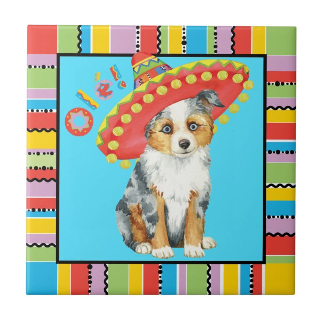 Fiesta Miniature American Shepherd Ceramic Tile (Front)
