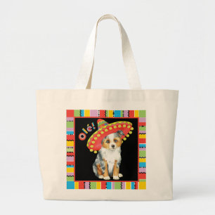 Fiesta Miniature American Shepherd Large Tote Bag