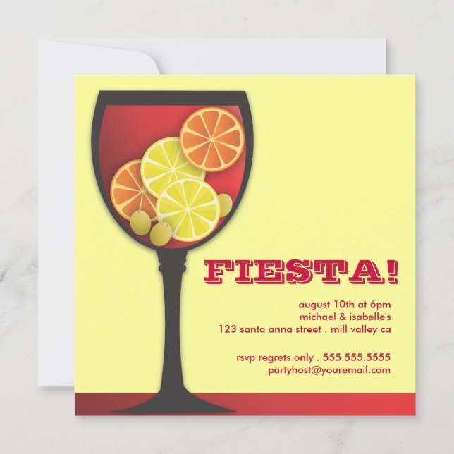 Fiesta Modern Wineglass Party Invitation (Front)