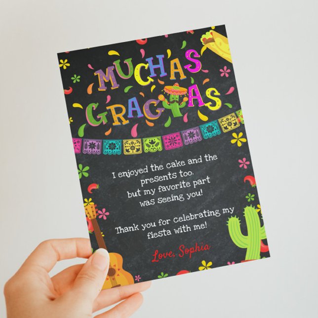 Fiesta Muchas Gracias Birthday Thank You Card (Creator Uploaded)