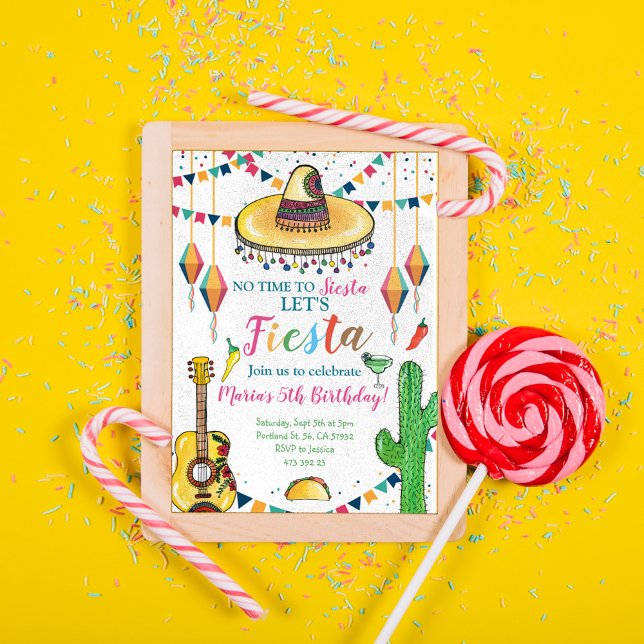 Fiesta No time to Siesta mexican Birthday Invitation (Creator Uploaded)
