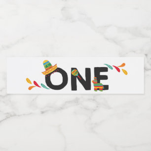 Fiesta ONE Birthday Water Bottle Labels