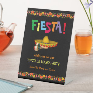 Fiesta or Cinco de Mayo Party (customisable)  Pedestal Sign