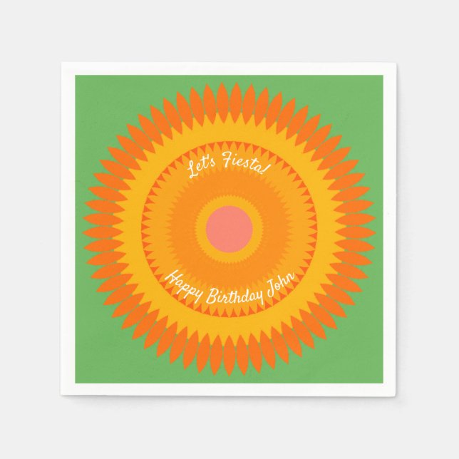 Fiesta Orange Sun Kaleidoscope Napkins (Front)