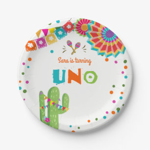 Fiesta Paper Plates Cactus Mexican Succulent Uno