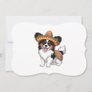 Fiesta Papillon Dog Wearing Sombrero and Sarape