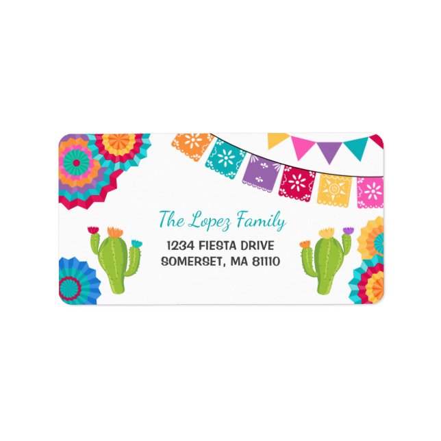 Fiesta Party Address Labels Mexican Fiesta Party (Front)