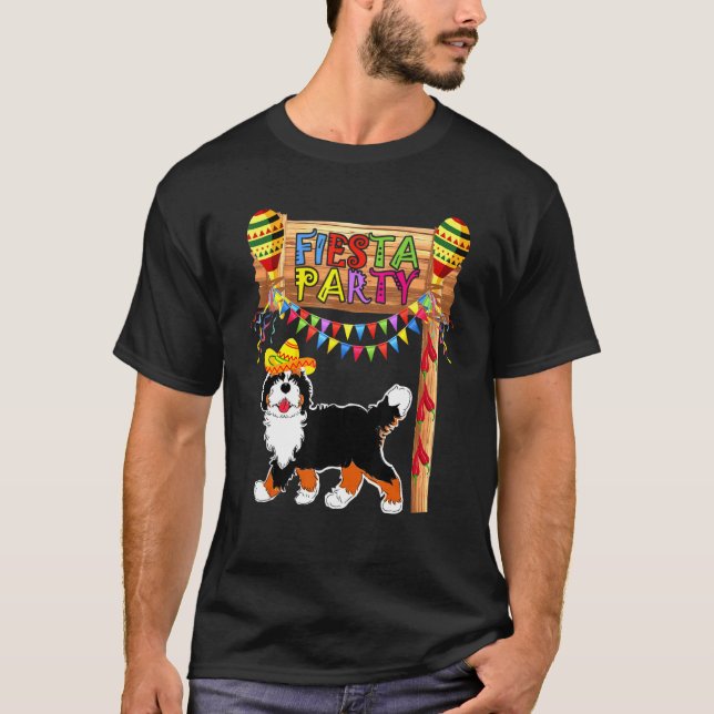 Fiesta Party  Mexican Bernedoodle Happy Cinco De M T-Shirt (Front)