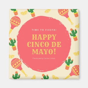 Fiesta Party Sombrero Cactus Limes Peppers Maracas Magnet