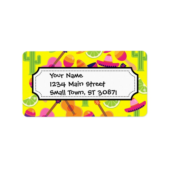 Fiesta Party Sombrero Limes Guitar Maraca Saguaro Label (Front)