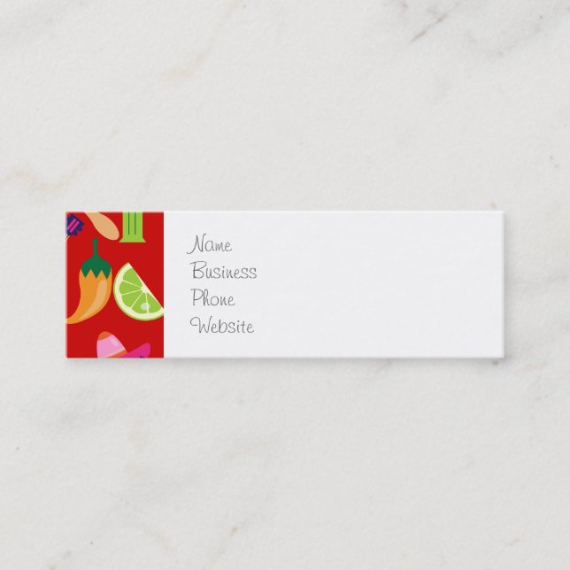 Fiesta Party Sombrero Limes Guitar Maraca Saguaro Mini Business Card (Front)