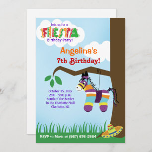 Fiesta Pinata Cinco de Mayo Birthday Invitations