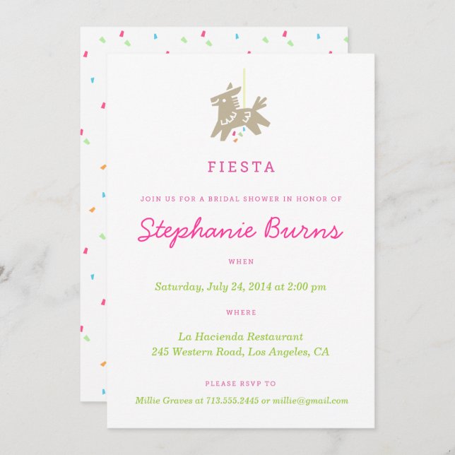 Fiesta Piñata Fun Bridal Shower Invitations (Front/Back)