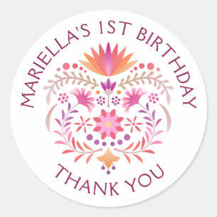 Fiesta Pink Birthday Shower Wedding Classic Round Sticker