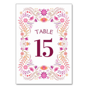 Fiesta Pink Birthday Shower Wedding Table Number