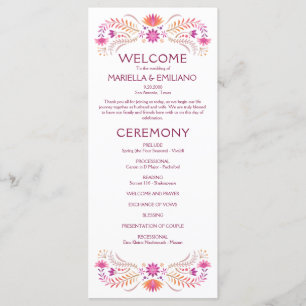 Fiesta Pink Wedding Program