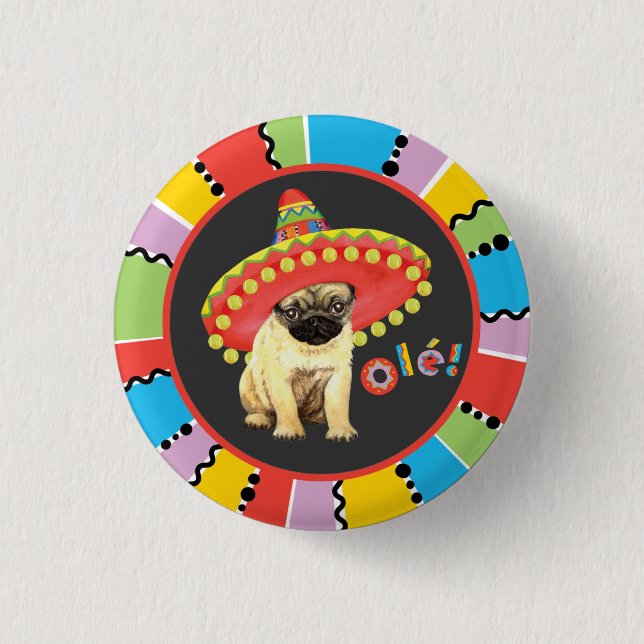 Fiesta Pug 3 Cm Round Badge (Front)