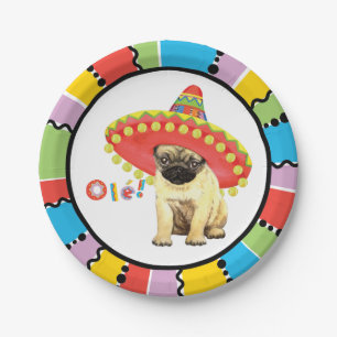 Fiesta Pug Paper Plate