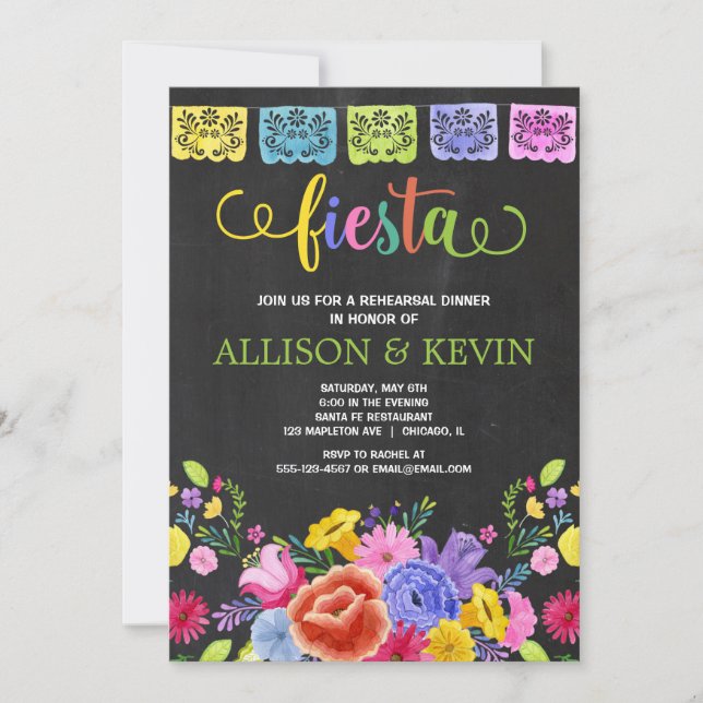 Fiesta rehearsal dinner, Mexican theme floral Invitation (Front)