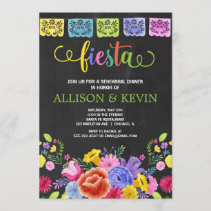 Fiesta rehearsal dinner, Mexican theme floral Invitation