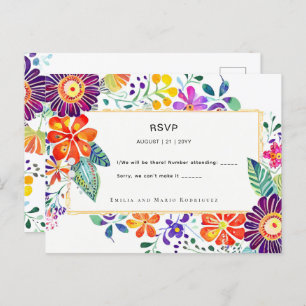 FIESTA RSVP Folkart Flowers Postcard