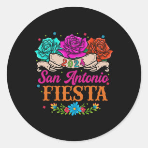 Fiesta San Antonio Texas Roses Funny Mexican Fiest Classic Round Sticker