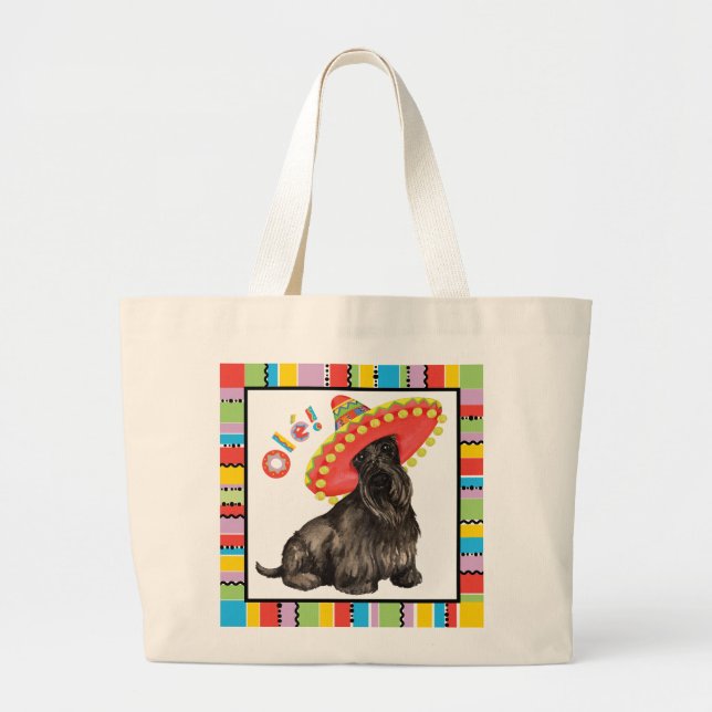 Fiesta Scottish Terrier Large Tote Bag (Front)