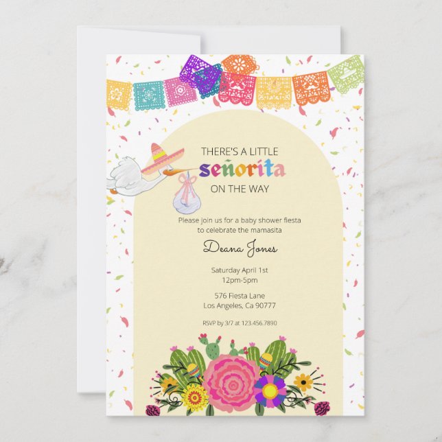 Fiesta Senorita Baby Shower Invitation (Front)