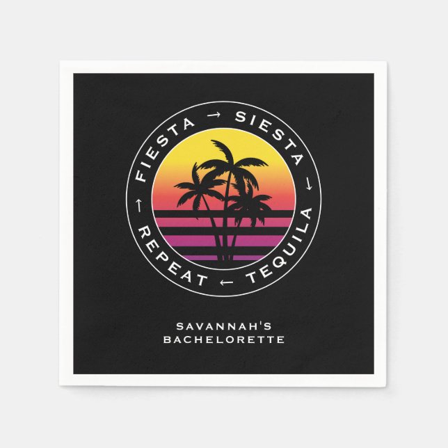 Fiesta Siesta Tequila Repeat Bachelorette Party Napkin (Front)