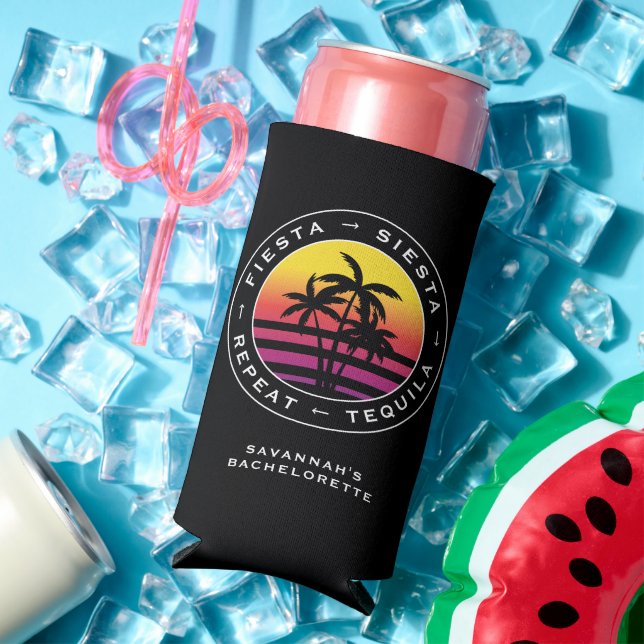Fiesta Siesta Tequila Repeat Bachelorette Party Seltzer Can Cooler (In Situ Summer)