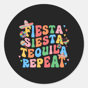Fiesta Siesta Tequila Repeat Bride Squad Bachelore Classic Round Sticker