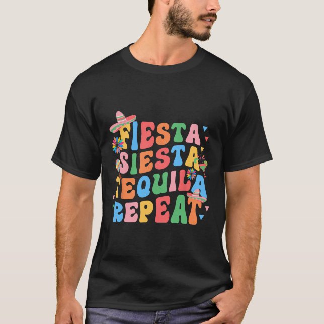 Fiesta Siesta Tequila Repeat Bride Squad Bachelore T-Shirt (Front)