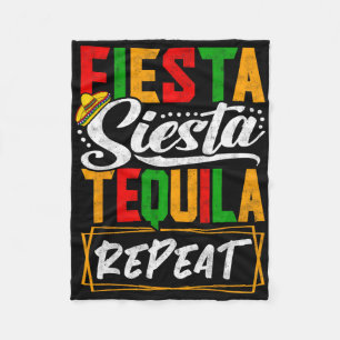 Fiesta Siesta Tequila Repeat Mexico Mexican Cinco Fleece Blanket