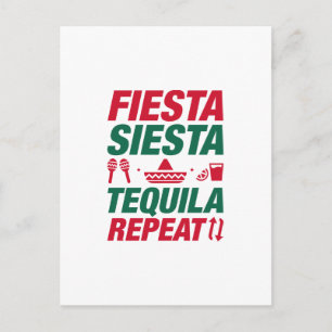 Fiesta Siesta Tequila Repeat Postcard