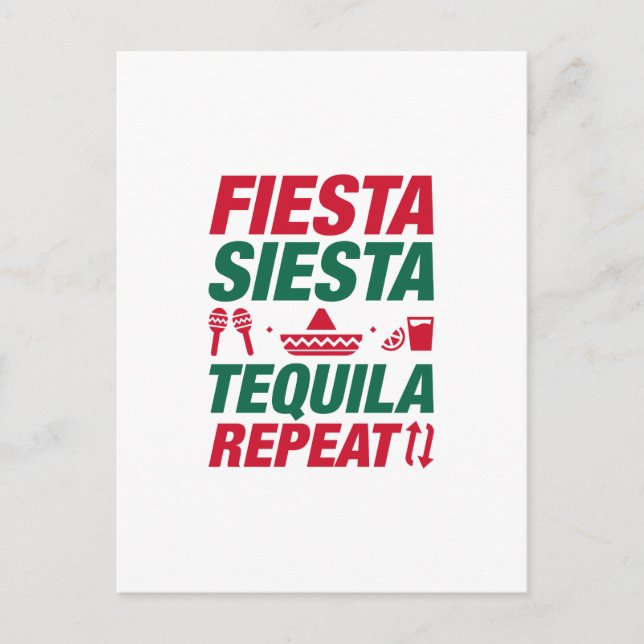 Fiesta Siesta Tequila Repeat Postcard (Front)