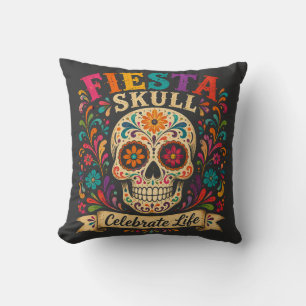 Fiesta Skull Celebrate Life – Colourful Decorative Cushion